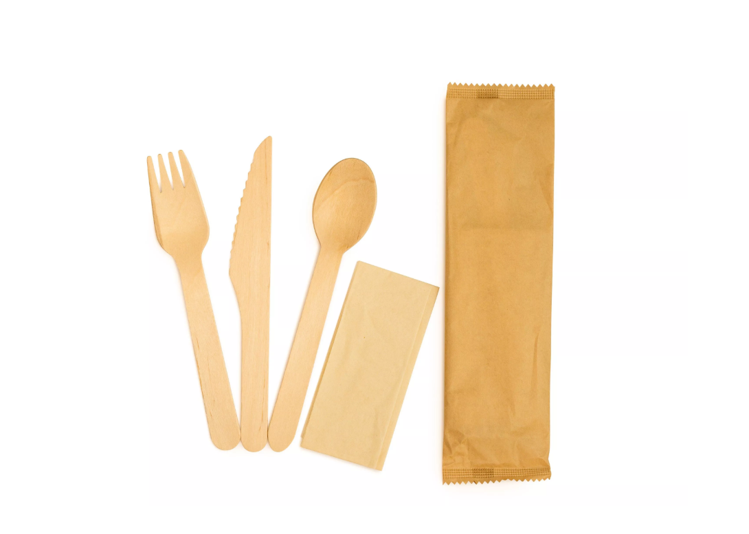 Wooden Cutlery Kit (Knife, Fork, Spoon 160mm and Napkin)